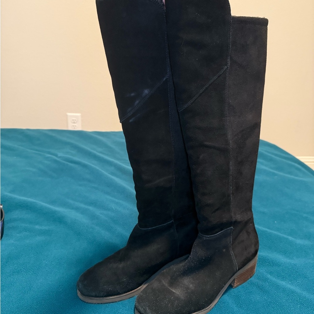Black Suede Knee-High Boots